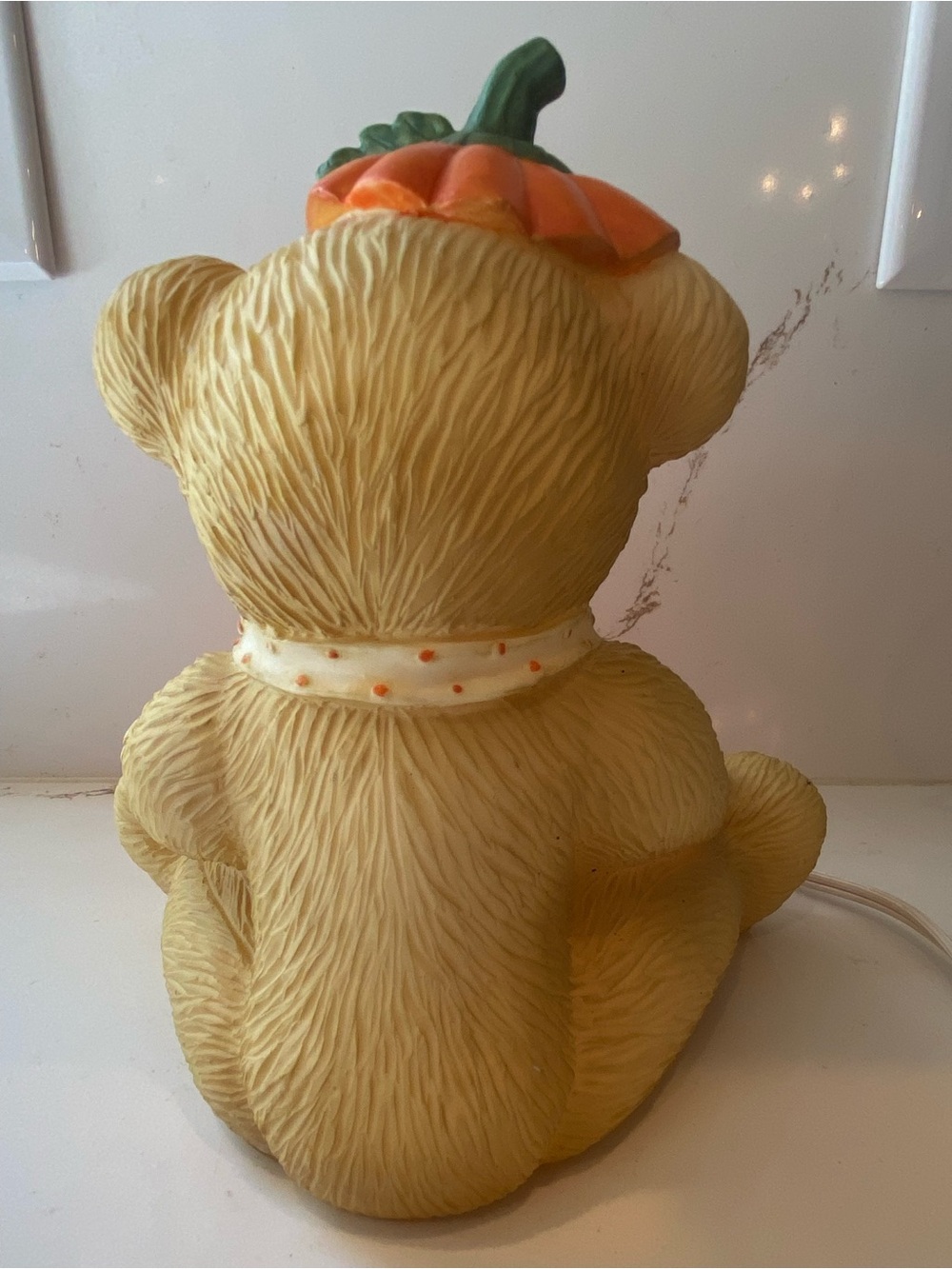 Vintage Halloween Bear Pumpkin Nightlight By Enesco 1994 Works 8” - Picture 12 of 12